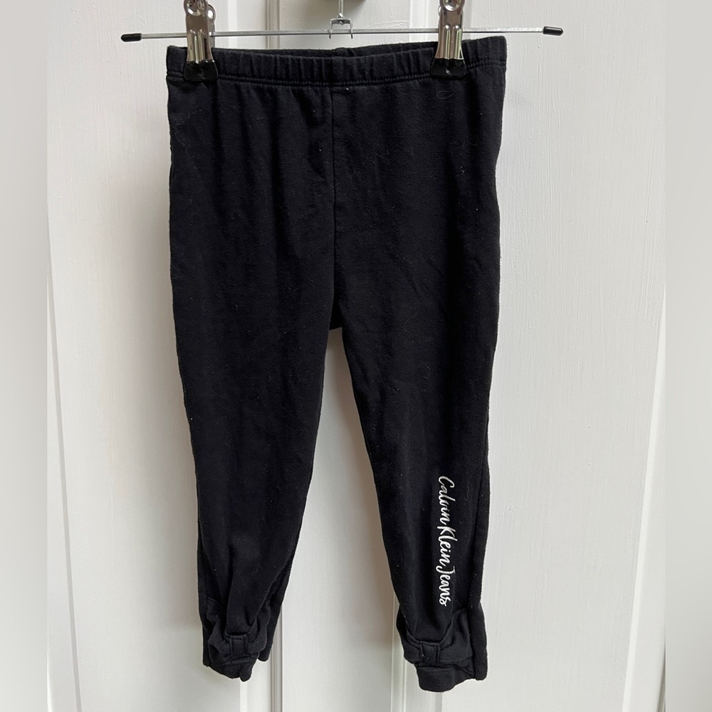 Calvin Klein Jeans 24M Black Stretch Girls Leggings Pants with Bow on Ankle